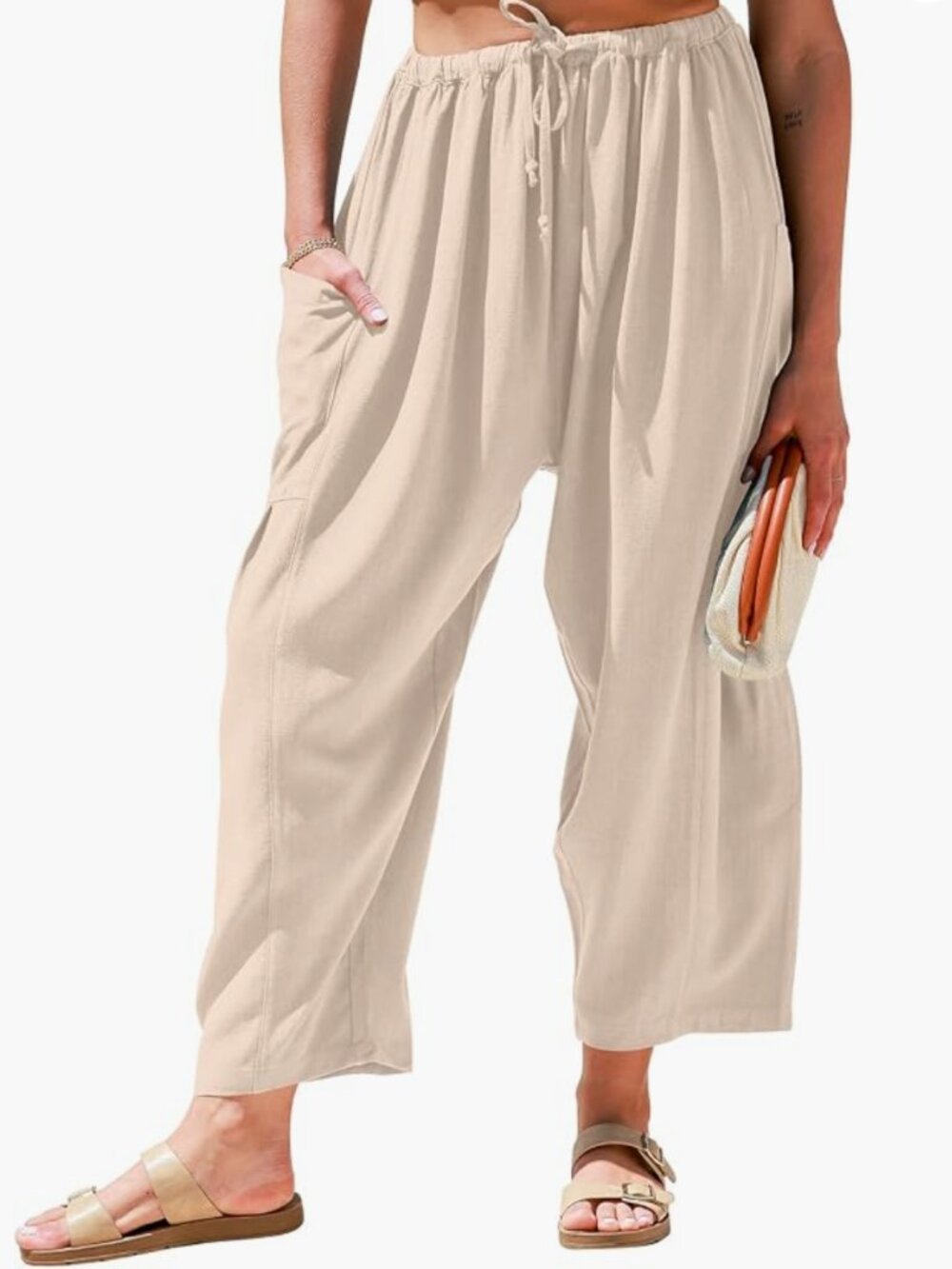 Linen Wide Leg Palazzo Harem Pants with Pockets!